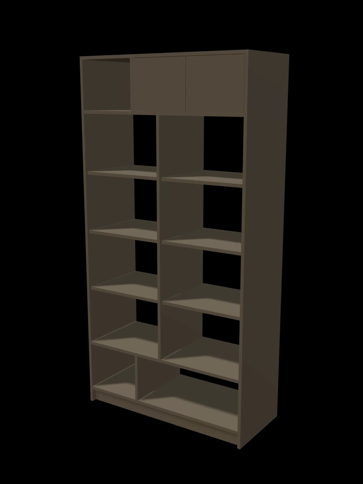 Grey Oak Statement Wall — bookcase, 1050 × 2050 × 450 mm, veneer
