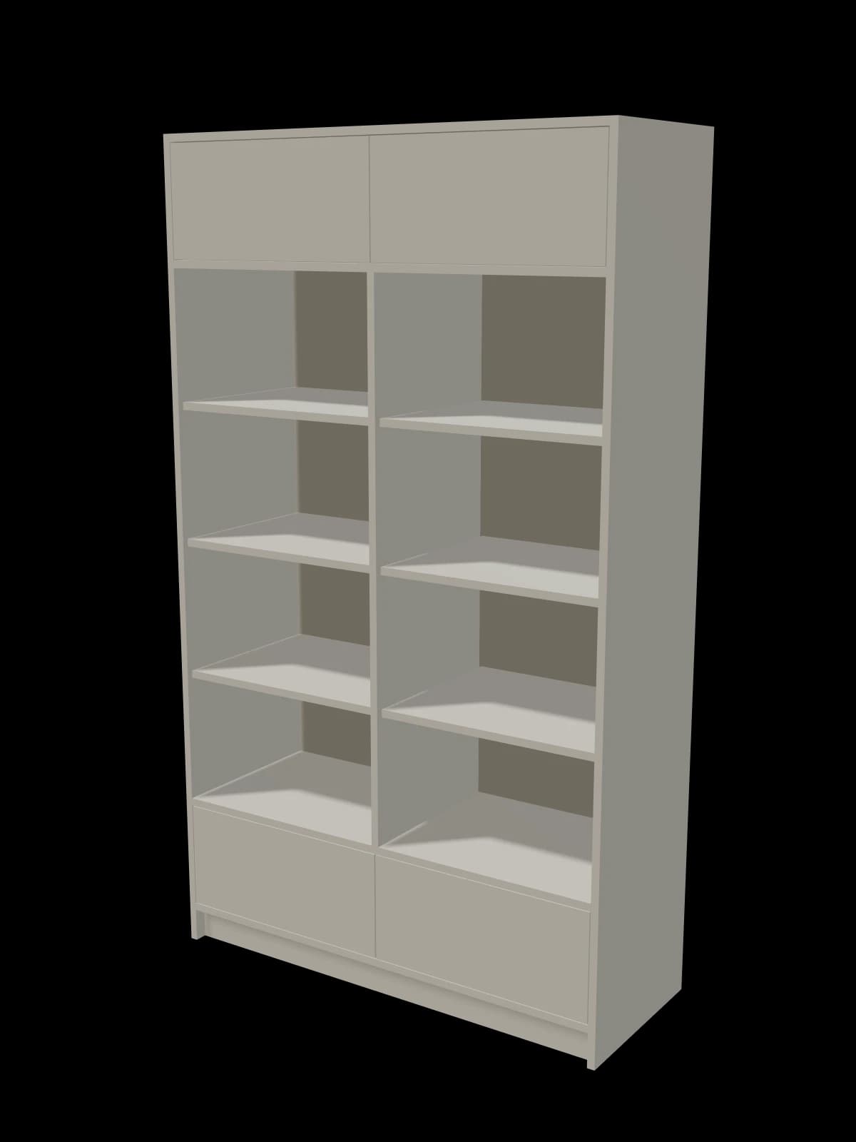 White Grand Bookcase — bookcase, 1125 × 1925 × 430 mm