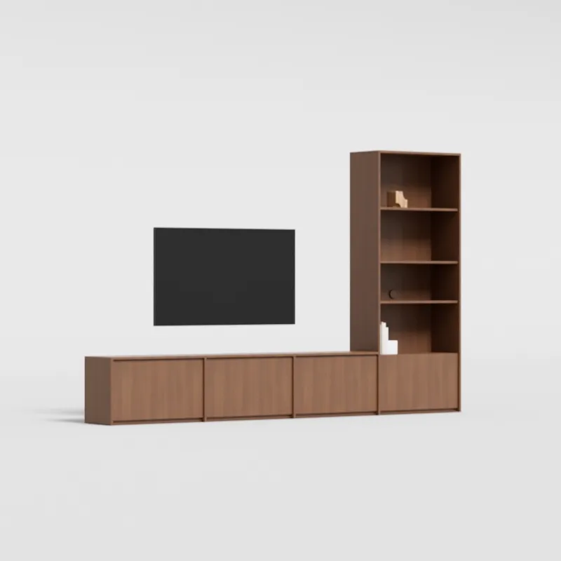 Tv Stand in Dark Wood Effect with External Drawers
