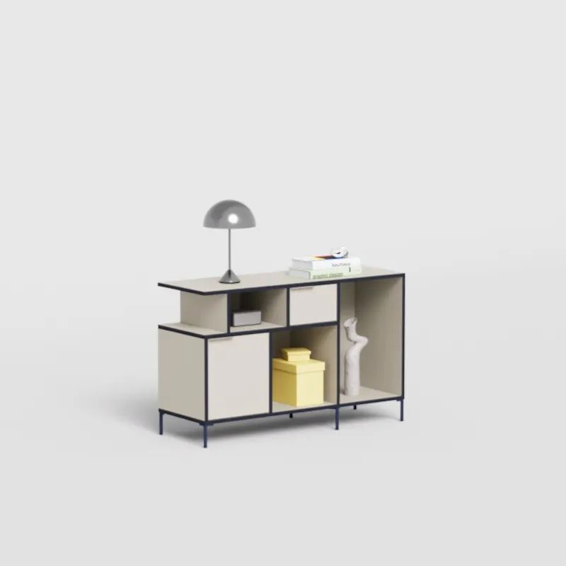 Sideboard in Sand and Blue with Doors and Drawers