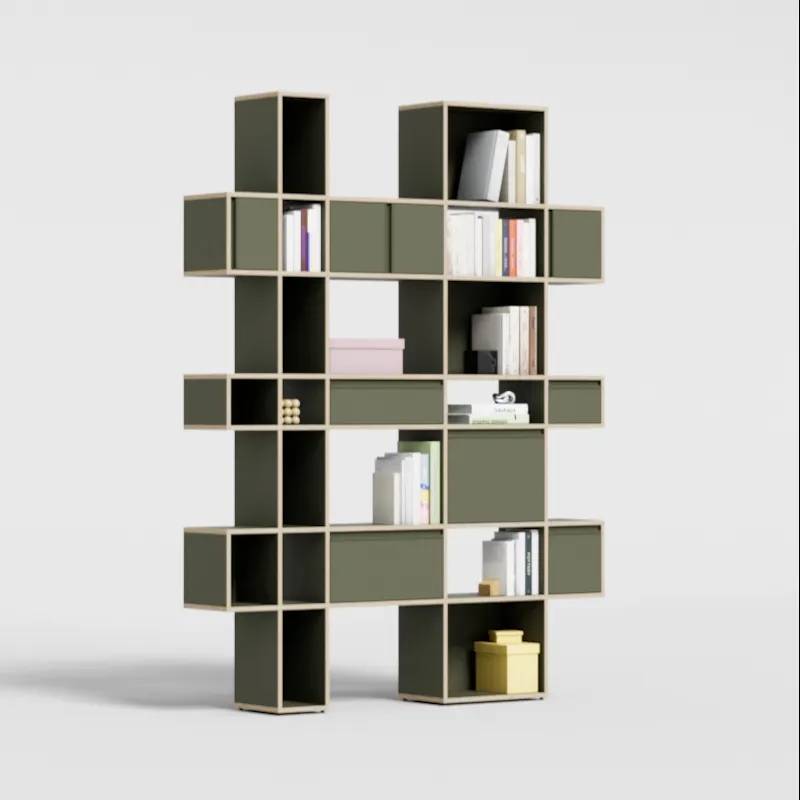 A narrow white bookcase beside a doorway