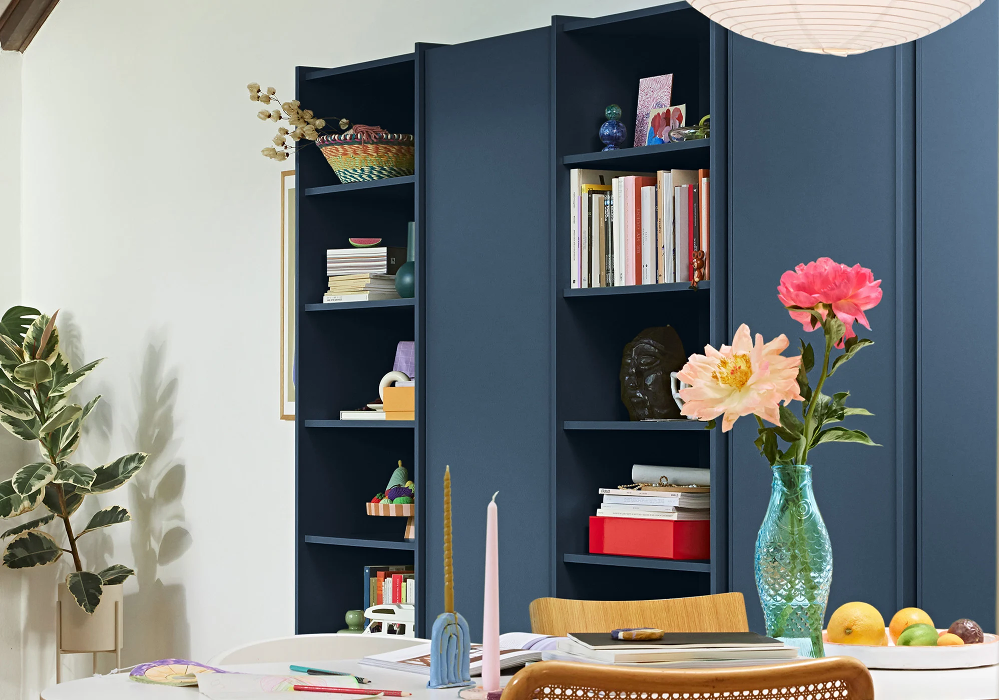 Made-to-order storage in a furnished room