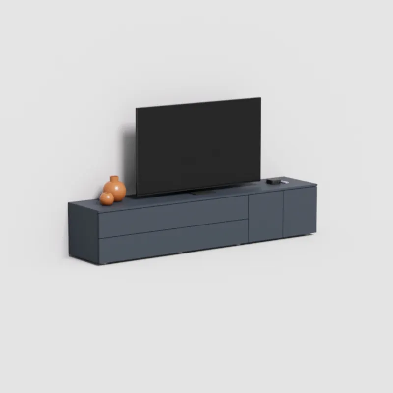 A TV stand in a furnished room