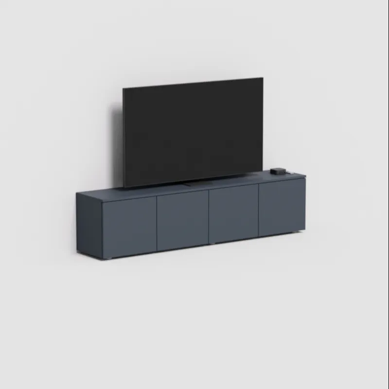A TV stand in a furnished room
