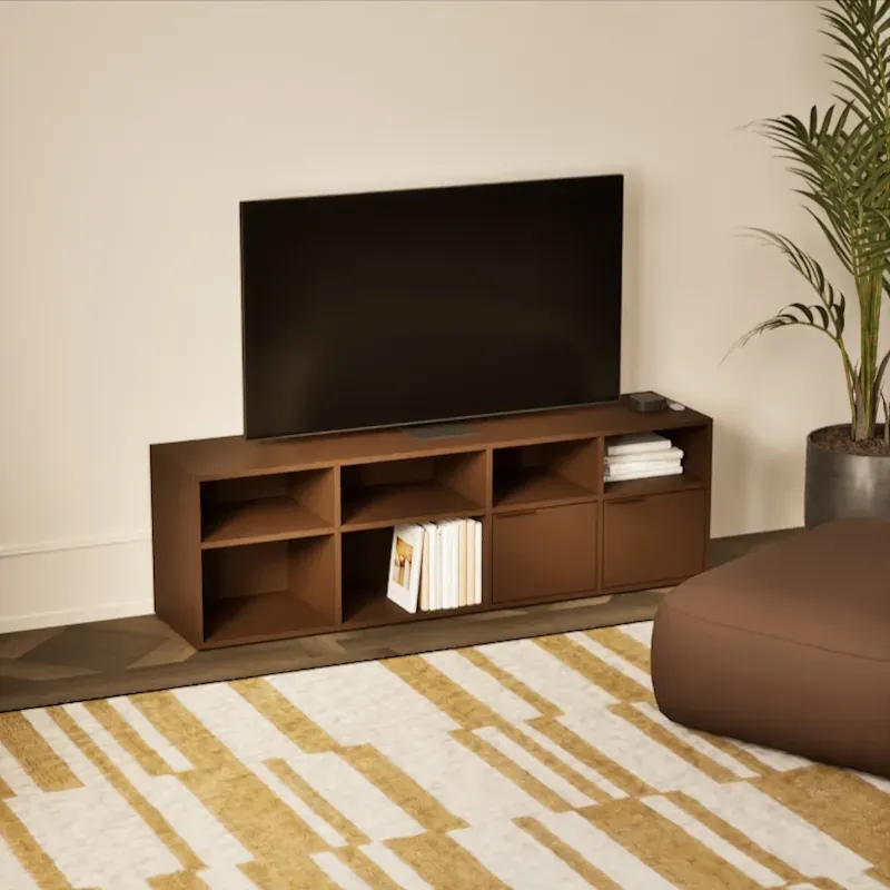 Tv Stand in Dark Brown with Doors and Backpanels