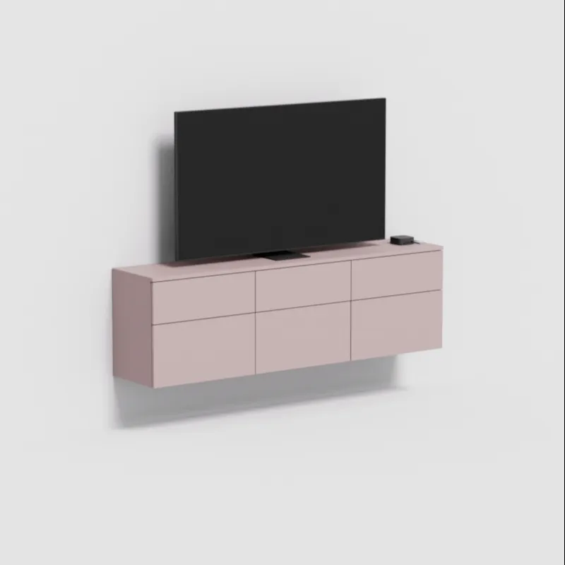 Tv Stand in Pink with External Drawers