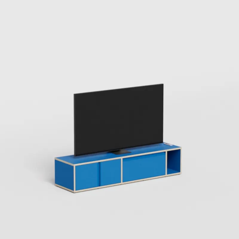 Tv Stand in Blue with Doors and Drawers