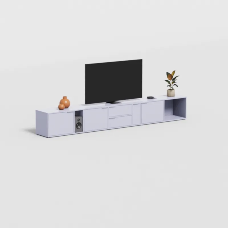 Tv Stand in Lilac with Doors and Drawers
