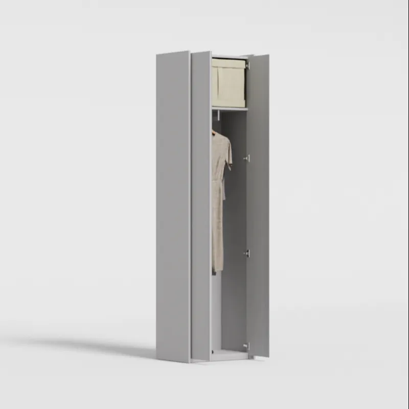 Wardrobe in Light Silver, one column — rail