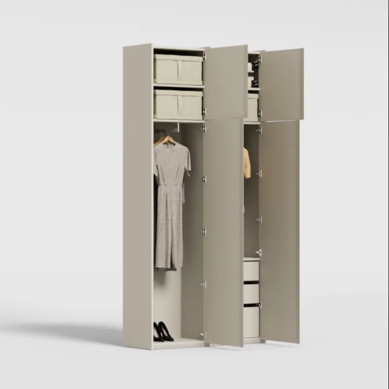 Wardrobe in Rosy Granite, two columns — internal drawers and rail