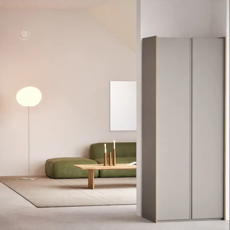 Wardrobe in Light Silver, two columns — rail