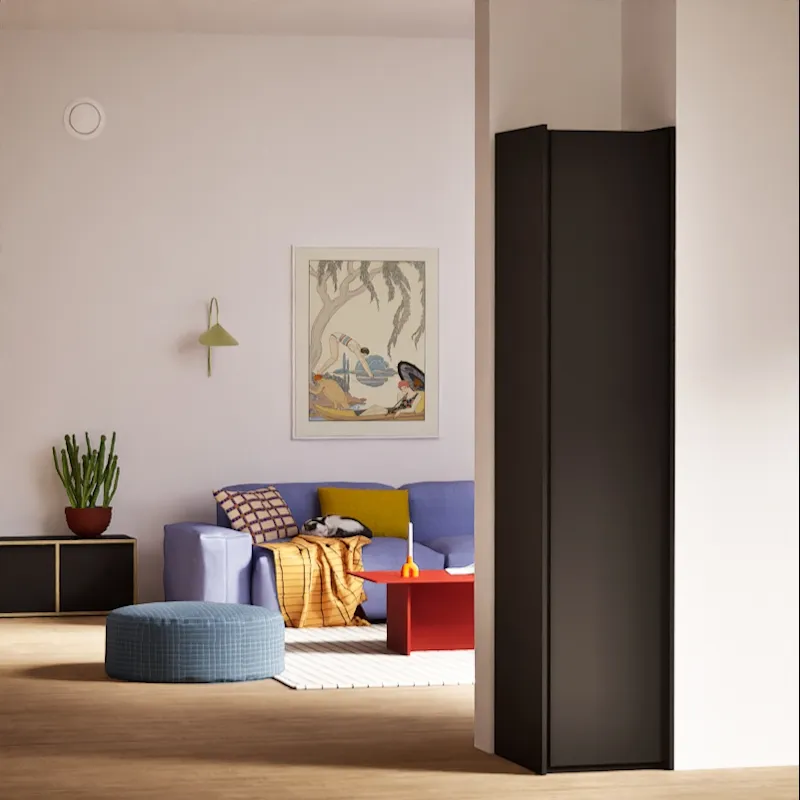 Wardrobe in Onyx, one column — hanging rail